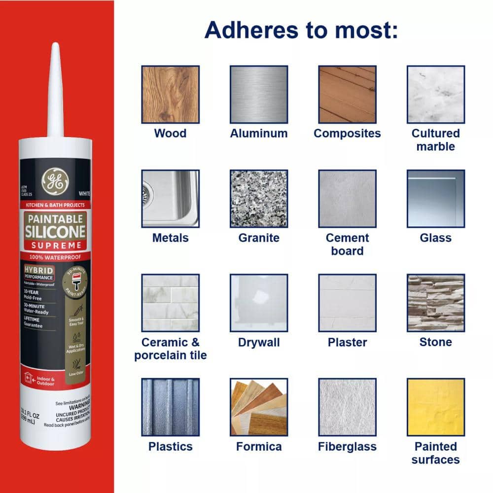 White 10oz Paintable Silicone Kitchen & Bath Sealant