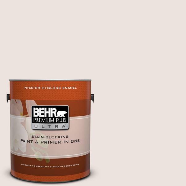 BEHR Premium Plus Ultra 1 gal. #ECC-58-2 Earthly White Hi-Gloss Enamel Interior Paint and Primer in One