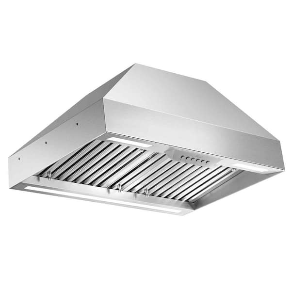 Akicon 30 in. 600 CFM Ducted Stainless Steel Range Hood Insert with 4-Speed, 3 CCT LED Light and Heat Sensor Auto Speed