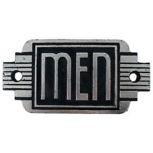 2.5 in. x 5 in. Streamlined Art Deco Cast Iron Men's Room Door Sign