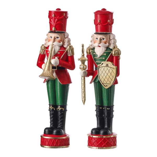 Multi-Colored 3 in. x 10 in. Resin Flocked Toy Soldier Set of 2