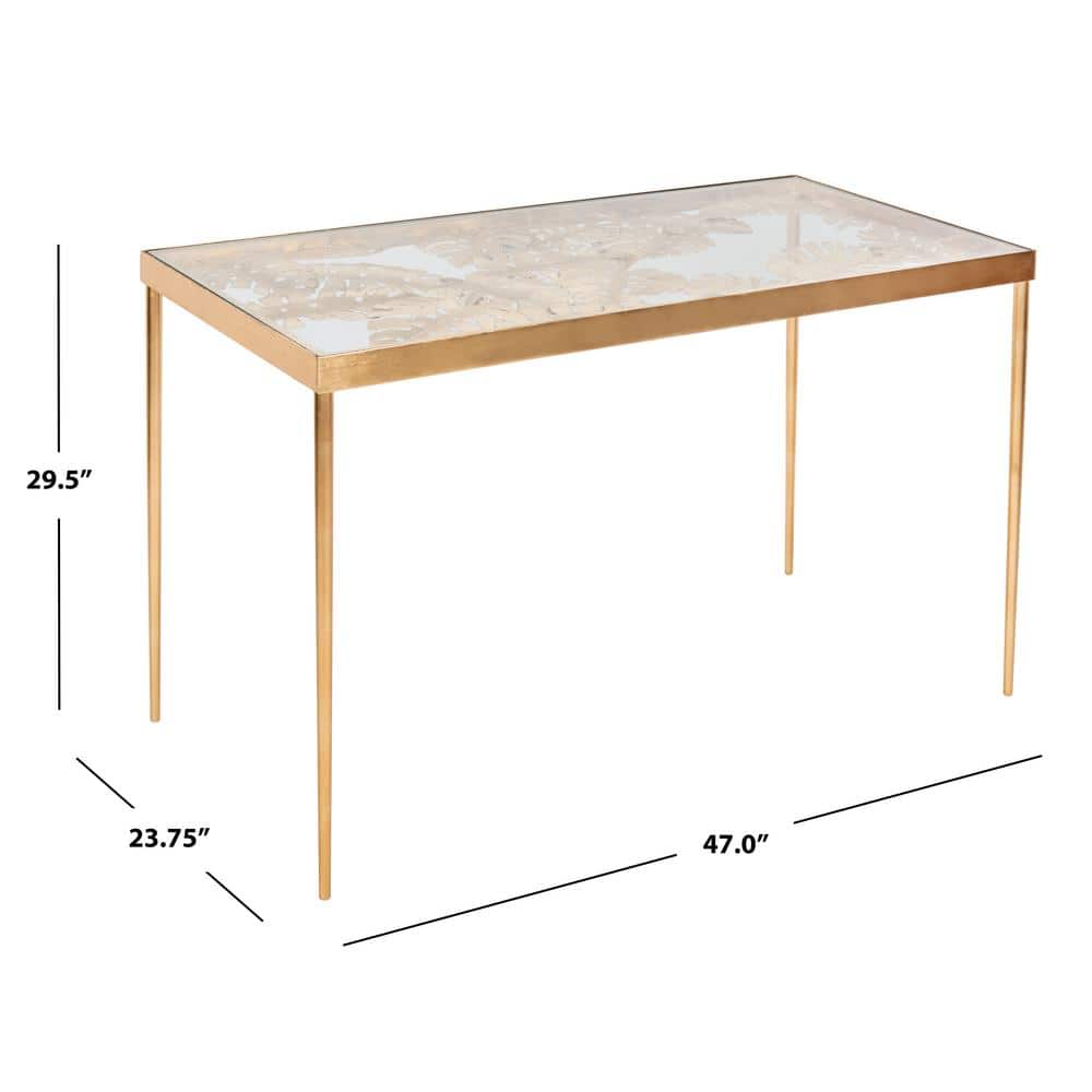 47'' Luxurious Gold Leaf Palm Leaf Glass Home Office Desk