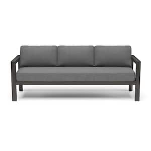 Grayton Gray Aluminum Outdoor 3-Seat Sofa Couch with Gray Cushion