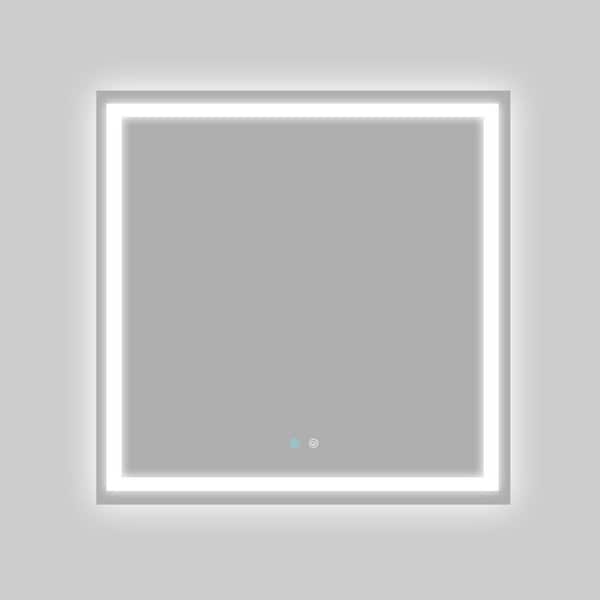 Zeafive Zmf 36 in. W x 36 in. H Square Black Framed Defogger 3-Colors Dimmer Lighted LED Wall Bathroom Vanity Mirror with Lights