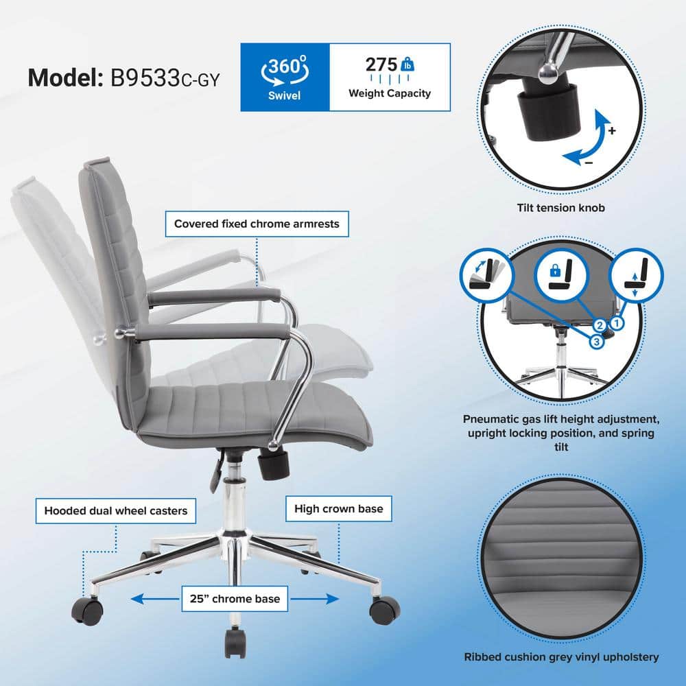 Black Vinyl and Chrome Swivel Task Chair