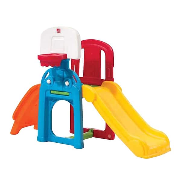 Game Time Sports Climber Multi-Color Freestanding Toddler Playground Playset with Slide and Basketball Hoop