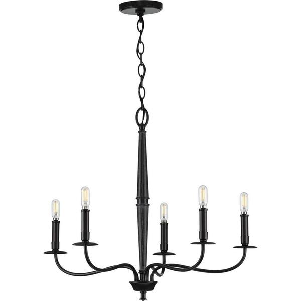 Progress Lighting Durrell 5-Light Matte Black Coastal Chandelier