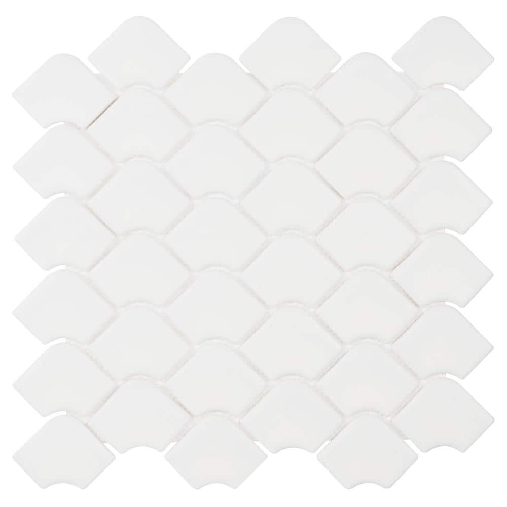 Waterhouse White 6.27 in. x 0.24 in. Matte Glass Wall Fishscale Mosaic Tile Sample price history on PriceWatchPro