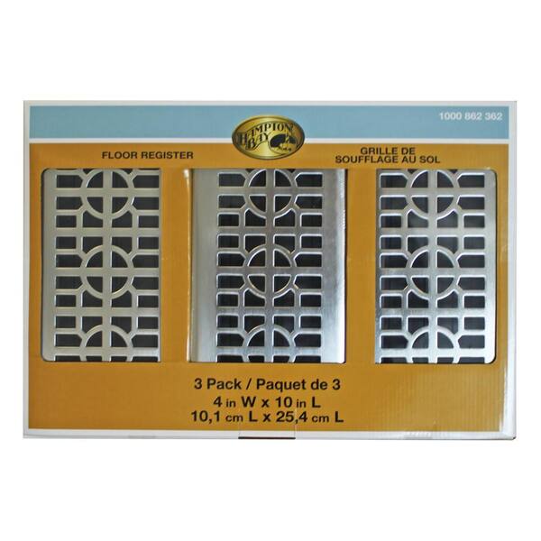 Hampton Bay Circles 4 in. x 10 in. Steel Floor Register in Brushed Nickel (3-Pack)