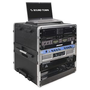 Sound Town Lightweight 12U PA DJ Rack/Road Case with 11U Rack Space, ABS Construction, 19 Depth, Handle, Wheels, Latches