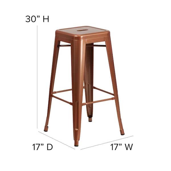 Flash Furniture 30 In Copper Bar Stool, Portable Bar Stool With Backsplash