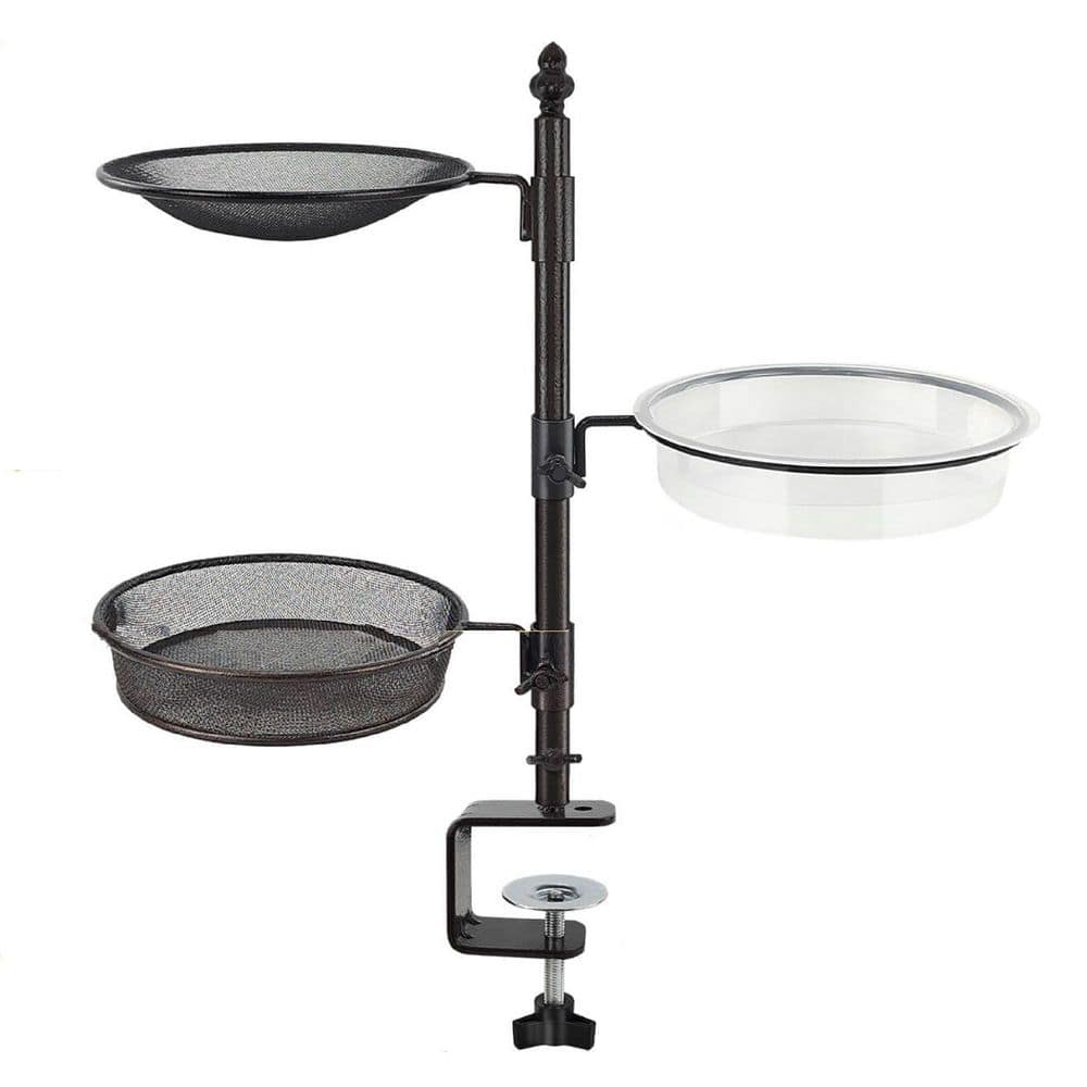 Deck Railing Balcony Bird Feeder with 3-Feeding Trays Seed Feeder, Bird Bath Spa, Great for Attracting Wild Bird price history on PriceWatchPro