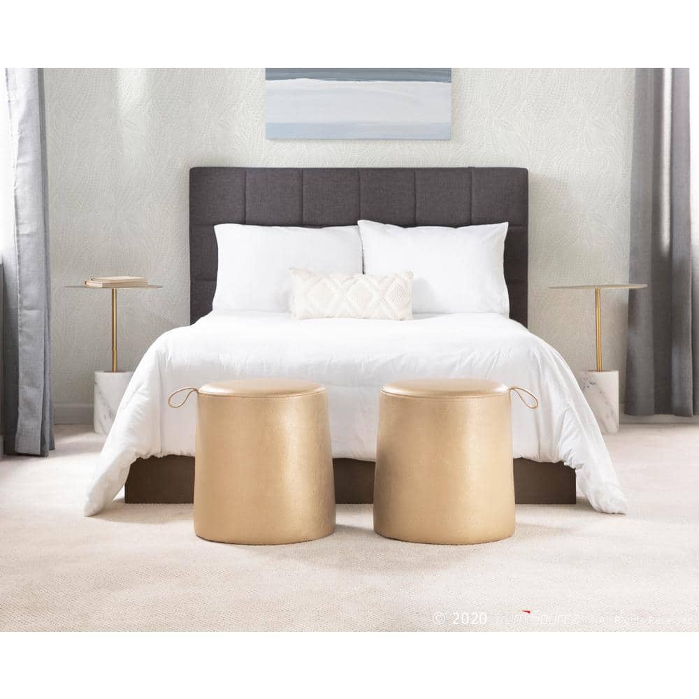 Symbol 24 in. H Gold Metal and White Marble Side Table - thumbnail 5