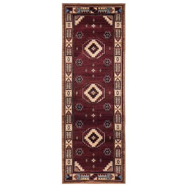United Weavers Cottage Pelican Park Burgundy 2 ft. 7 in. x 7 ft. 4 in. Runner Rug