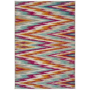 Legata Collection Pink 4'1" x 5'7" Rectangle Residential Indoor-Outdoor Area Rug