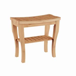 10 in. W x 19 in. L x 17.6 in. H Bamboo Shower Bench with Shelf