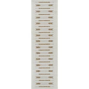 Maise Beige Brown 2 ft. x 8 ft. Modern Abstract Indoor Outdoor Runner Rug