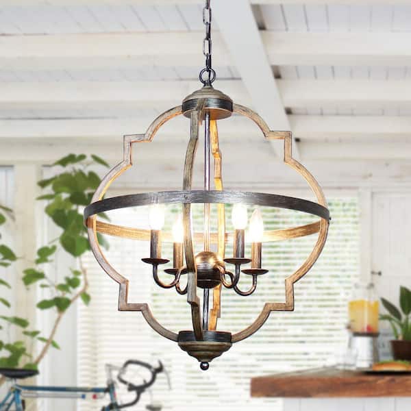 4 -Light Distressed Metal Candle Style Chandelier