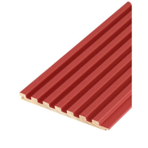 Ejoy 106 in. x 6 in x 0.5 in. 7 Grid Solid Wood Wall Cladding in Royal Blush Red Color (Set of 4-Piece)