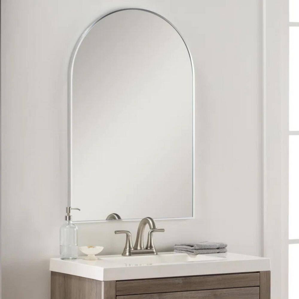 Silver 20 in. W x 30 in. H Arched Metal Framed Modern Wall Vanity mirror price history on PriceWatchPro