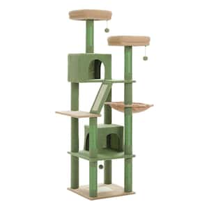70.9 in Large Cat Tree for Indoor Cats Multi-Level Cat Tower Cat Scratching Post in Green Medium to Large Cat