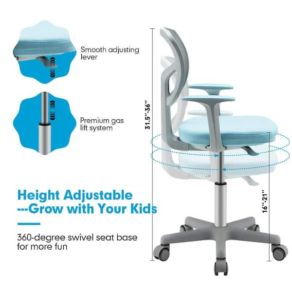 Gymax Kids Desk Chair Adjustable Height Children Study Chair w/Auto - Blue