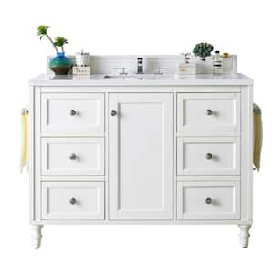 Copper Cove Encore 48 in. W x 23.5 in. D x 36.2 in. H Single Vanity in Bright White with Eternal Jasmine Pearl Top