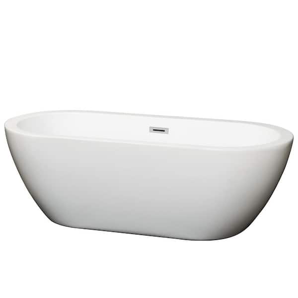 Wyndham Collection Soho 68 in. Acrylic Flatbottom Center Drain Soaking Tub in White - image 5