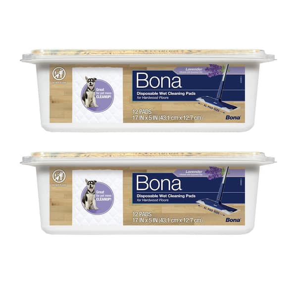 Hardwood Floor Disposable Wet Cleaning Pads, Lavender Scent (12 Count) (2-Pack)