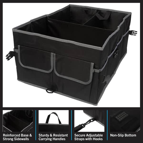  Trunk Organizer with Cooler, Collapsible Trunk Storage  Container with Non Slip Bottom Strips, Large Multi-Compartment Waterproof  Car Trunk Organizer Groceries for Vehicle Sedan, Suv, Truck,Van(Black) :  Automotive