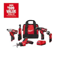 Milwaukee M12 12V Cordless Lithium-Ion Compact 5 Tool Combo Kit