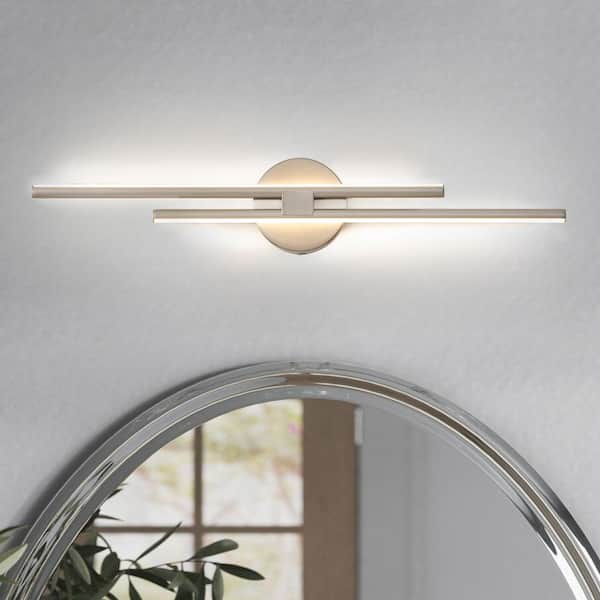 EDISLIVE Bourget 31 in. 2-Light Brushed Nickel LED Vanity Light Bar with 3000K for Bathroom, Bedroom, Living Room