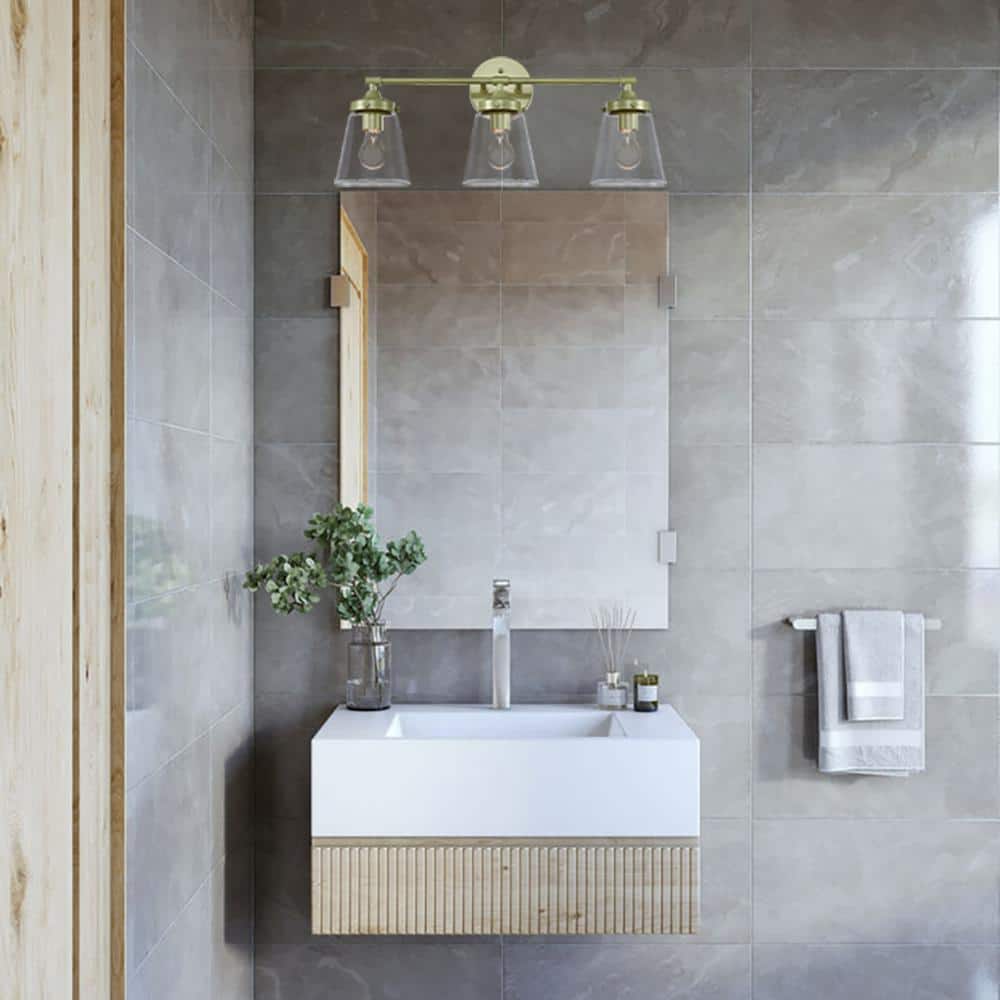 3-Light Wall Sconce in Olive Green with Clear Glass