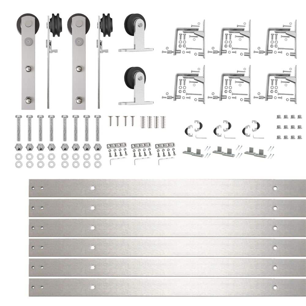 9 ft. /108 in. Brushed Nickel Triple Track Bypass Sliding Barn Door Track and Hardware Kit for Triple Doors price history on PriceWatchPro
