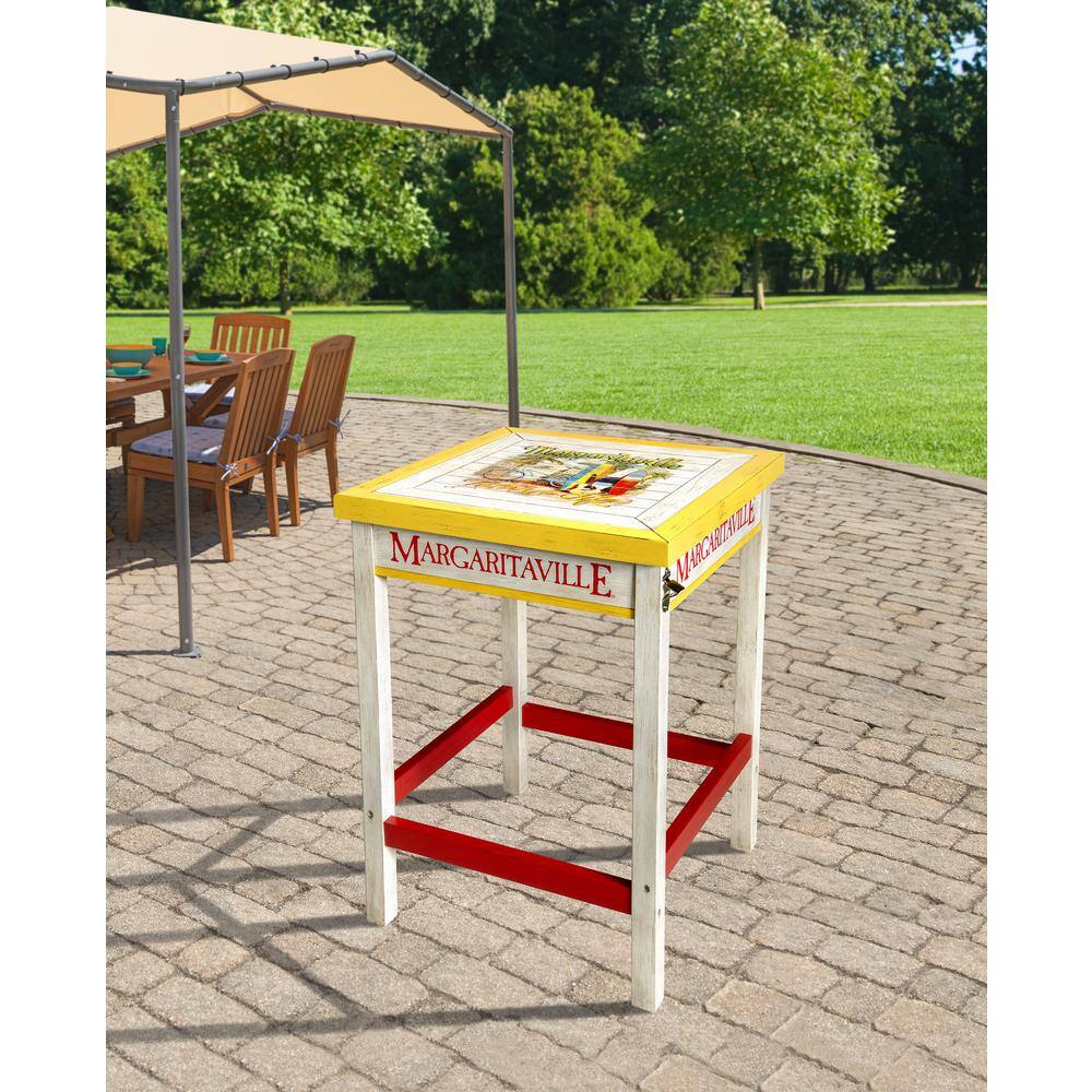 Colorful Poplar Wood Outdoor Bistro Table with Beverage Tub