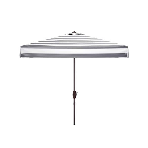 SAFAVIEH Elsa 7.5 ft. Aluminum Market Tilt Patio Umbrella in Black/White