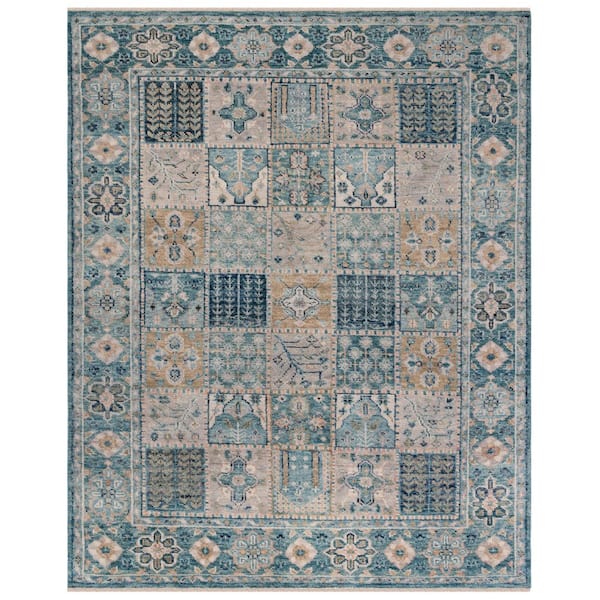 Samarkand 8 ft. x 10 ft. Blue/Beige Oriental Area Rug