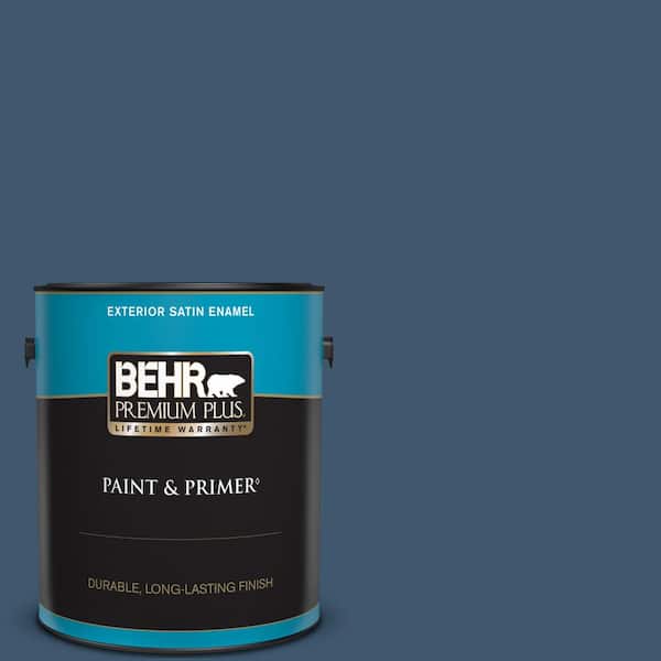 BEHR PREMIUM PLUS 1 gal. #ECC-16-3 Inlet Harbor Satin Enamel Exterior Paint & Primer