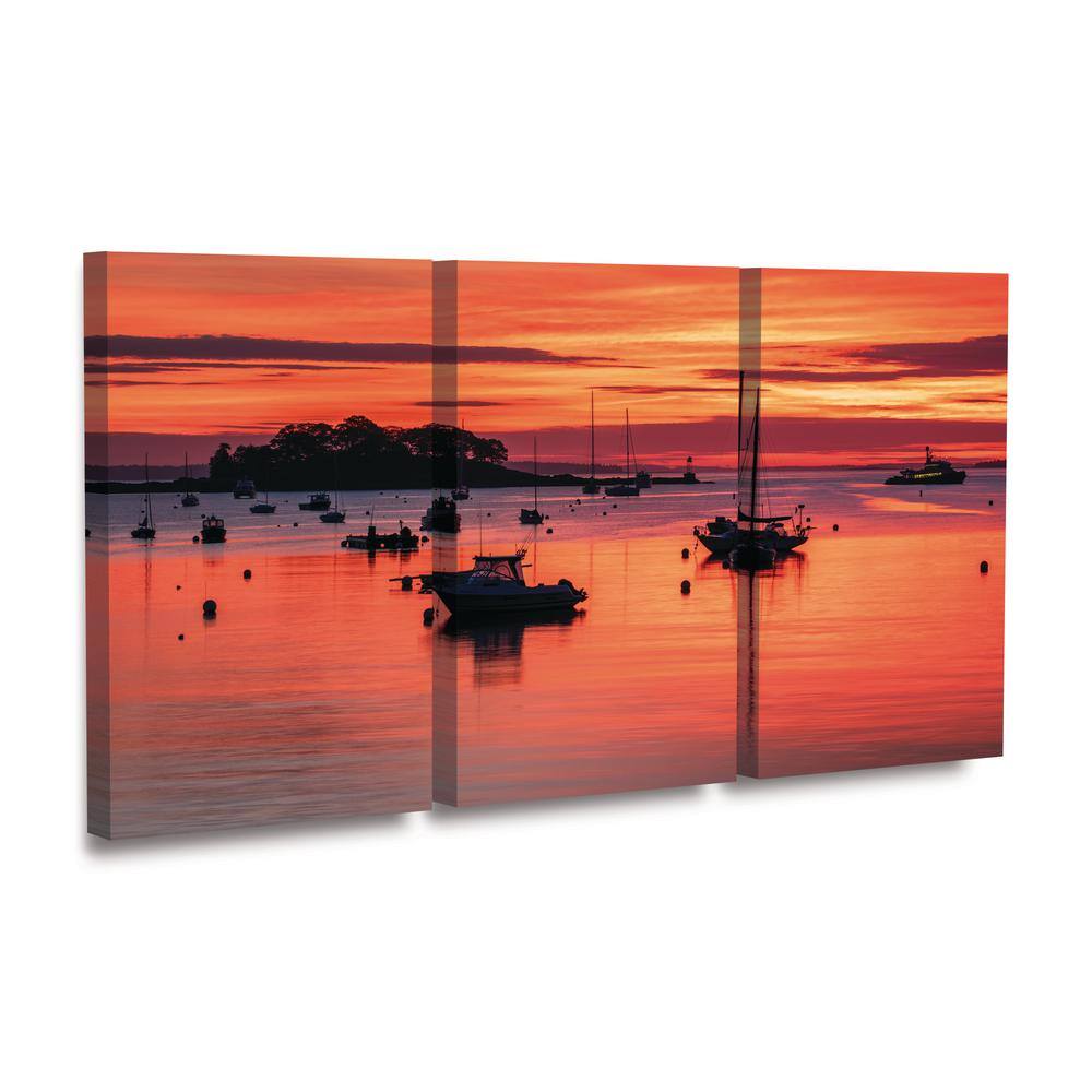 Michael Blanchette Photography Tangerine Sunrise Coastal Canvas Wall Art Set