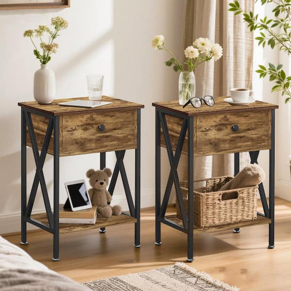 VECELO Nightstands X-Design Side End Table Night Stand Storage