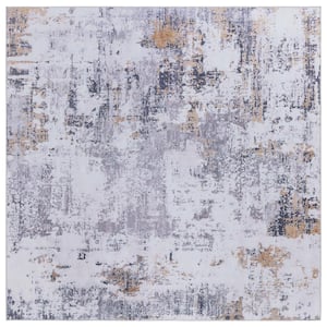 Tacoma Gray/Gold 6 ft. x 6 ft. Marble Square Area Rug
