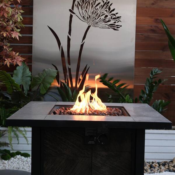 35.4 in. Outdoor Concrete Square Gas Fire Pit Table, 50000 BTU CSA