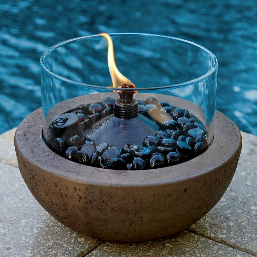 10.5 Inch Gray Stone Tabletop Gel Fire Pit