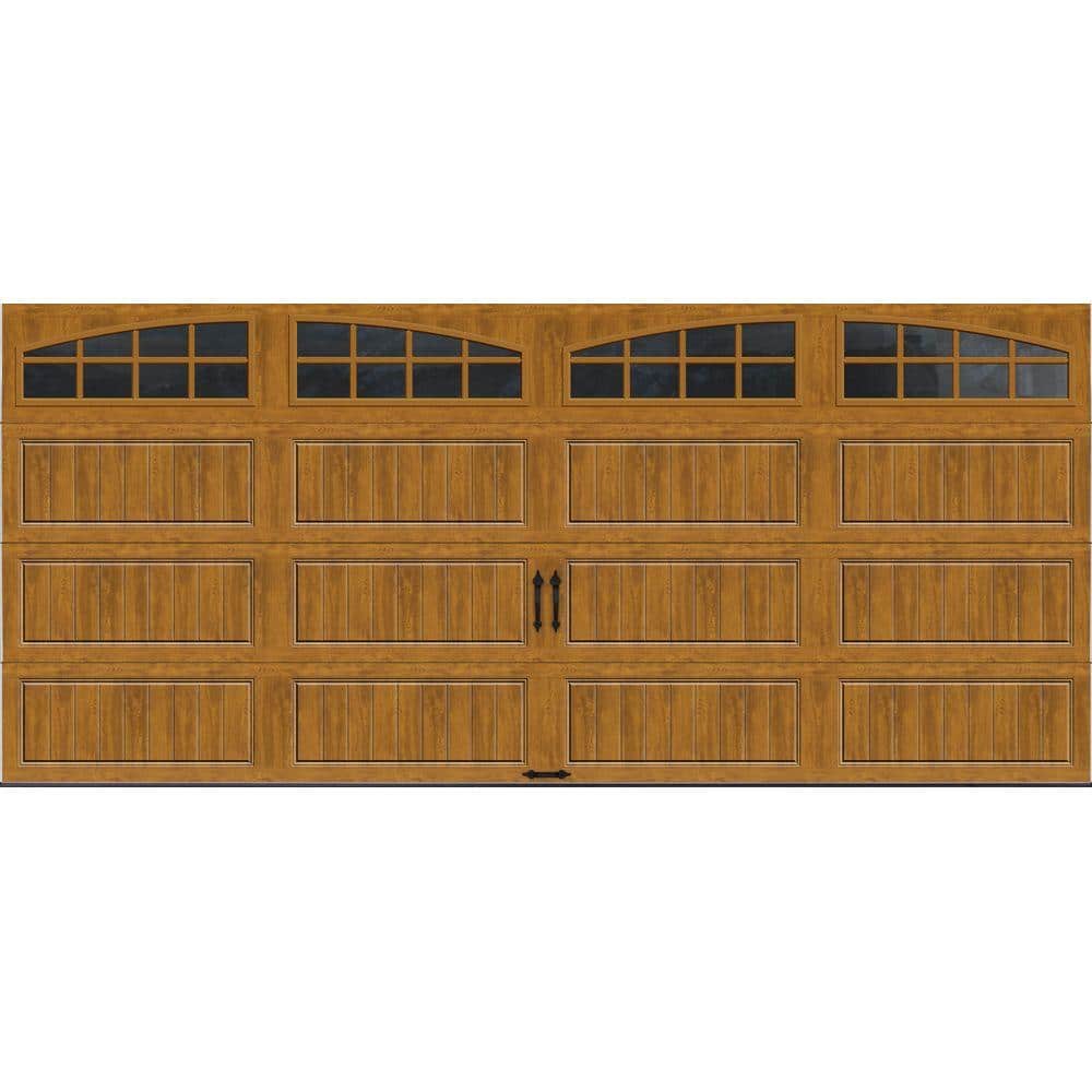 Gallery Steel Long Panel 16 ft x 7 ft Insulated 6.5 R-Value Wood Look Medium Garage Door with Arch Windows price history on PriceWatchPro