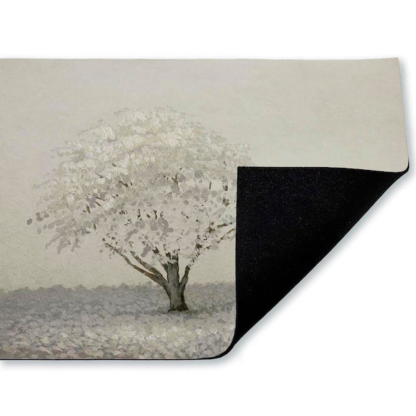 Neutral Radiance Tree Beige 18 in. x 30 in. Polyester Non-Slip Outdoor Door Mat