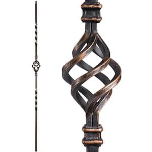 Twist and Basket 44 in. x 0.5 in. Oil Rubbed Bronze Single Basket Solid Wrought Iron Baluster