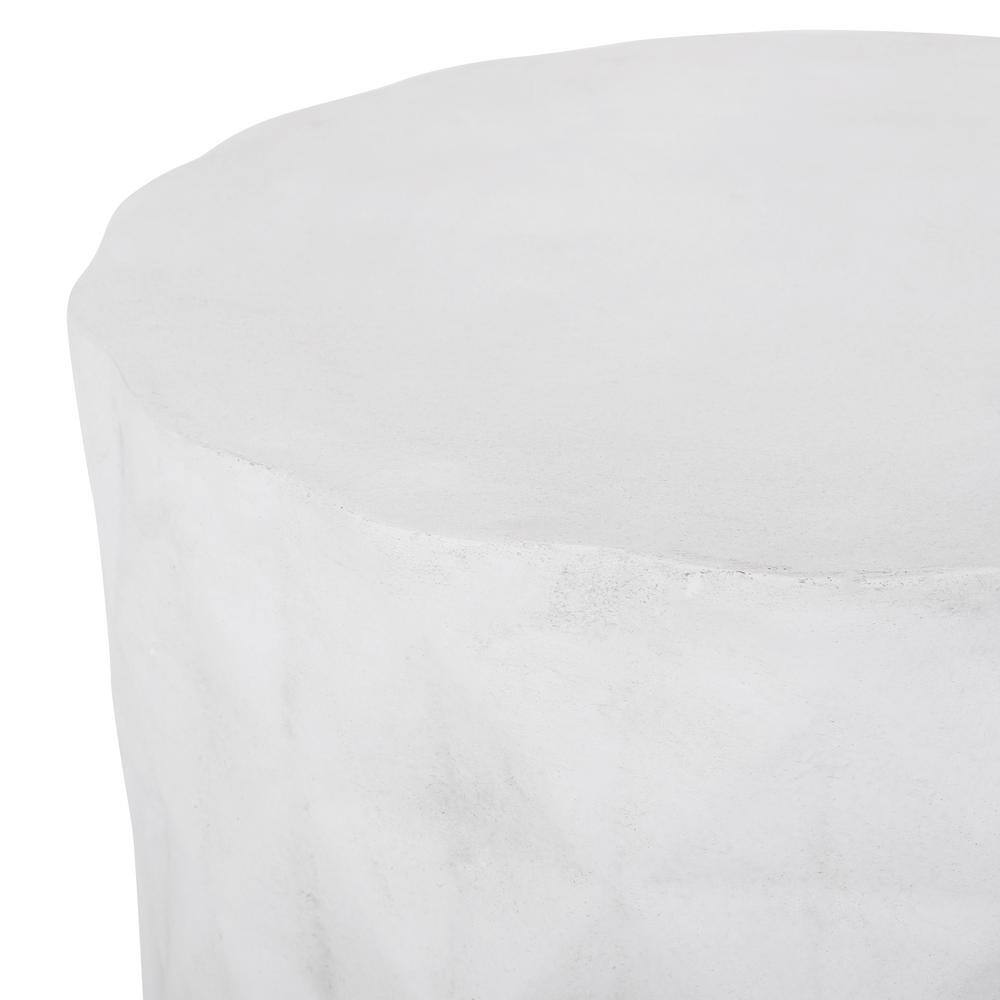 Antique White Lightweight Concrete Cylindrical Side Table