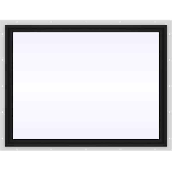 48 in. x 36 in. V-4500 Series Bronze Exterior/White Interior FiniShield Vinyl Picture Window w/ Low-E 366 Glass