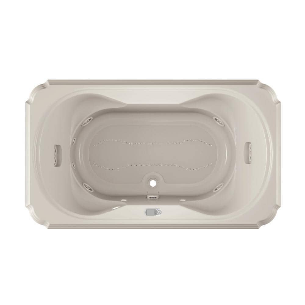 JACUZZI Marineo Salon Spa 72 in. x 42 in. Rectangular Combination Bathtub with Center Drains in Oyster