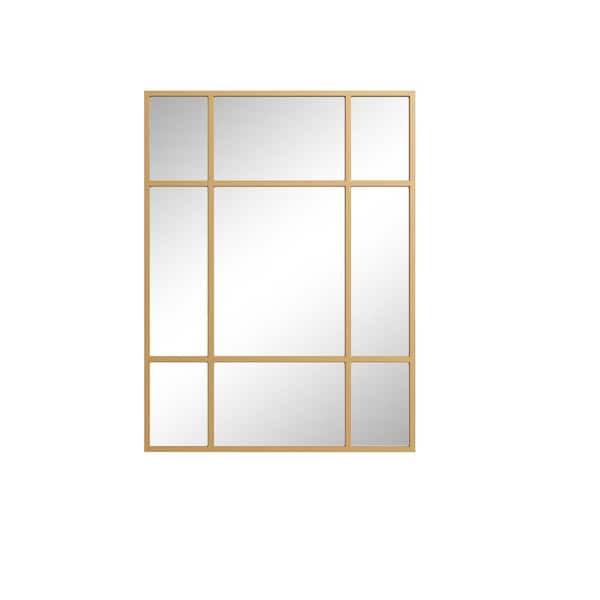 Unbranded Gold 30 in. W x 39 in. H Metal Modern Rectangle Mirror Wall Mirror for Living Room